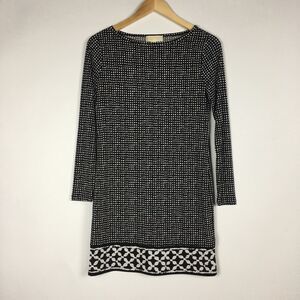 Michael Kors Black Mini Sheath Dress Geometric Long Sleeve Women's Size PS
